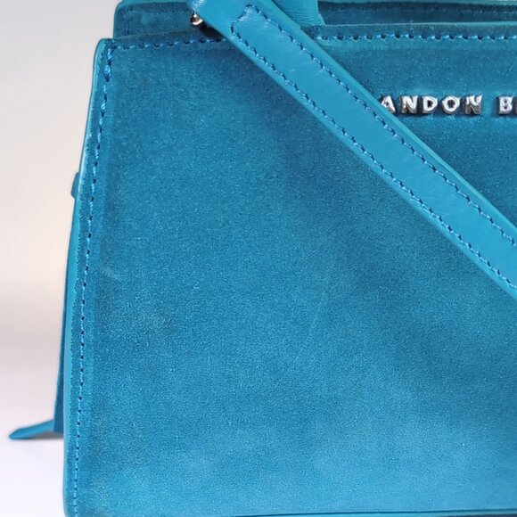Brandon Blackwood Turquoise Blue Suede Arlen Bag - Picture 6 of 11